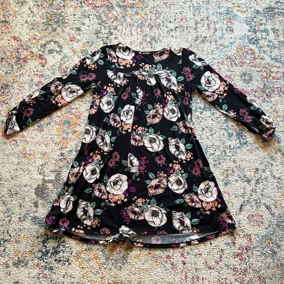 Everly Floral Flowers Long Sleeve Dress Stretch Womens Large - Picture 6 of 10
